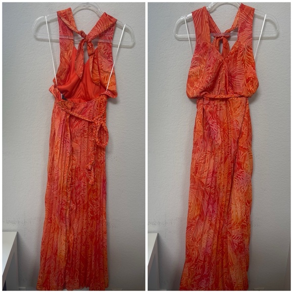 VICI Selenia Halter Maxi Dress Orange Floral Halter Size Small - Picture 6 of 6